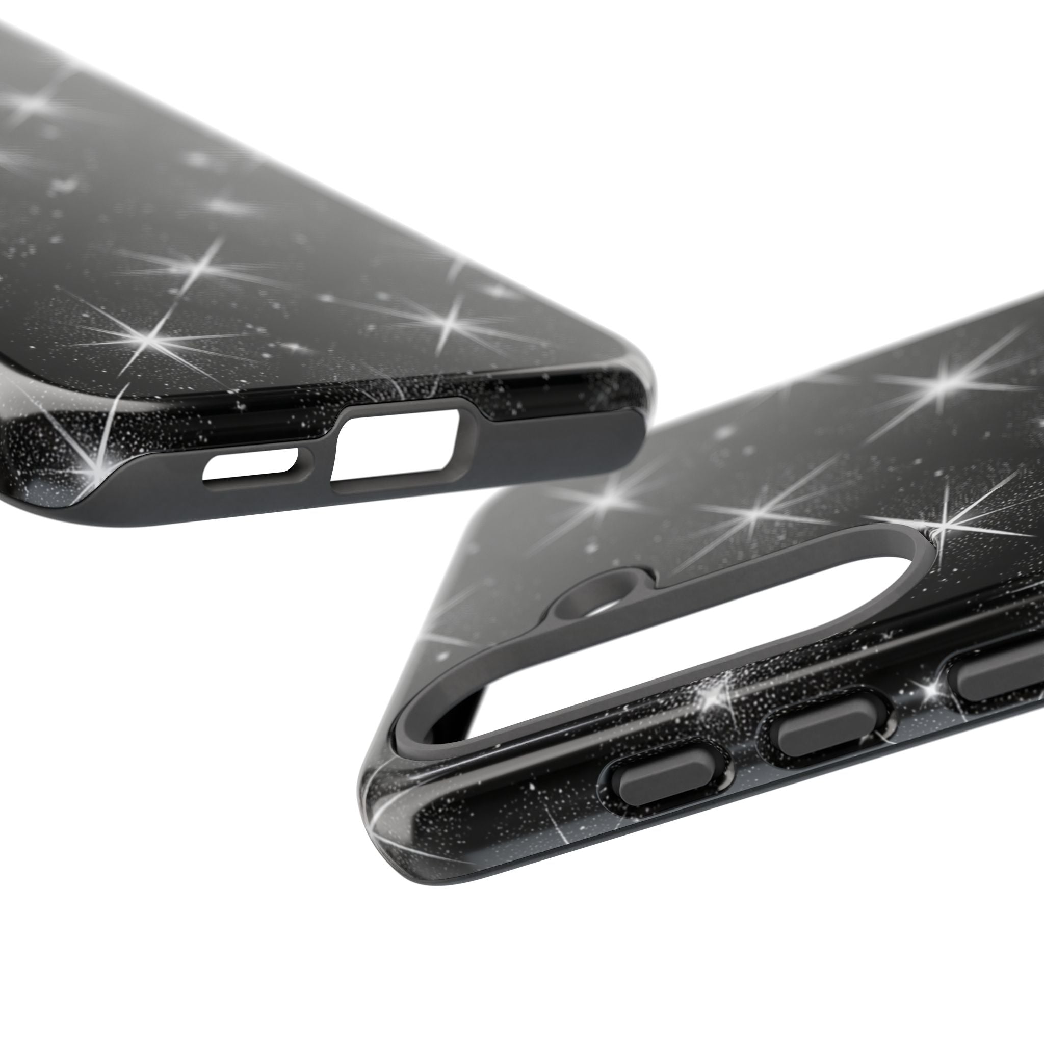Galaxy Sparkle Tough Phone Case — Black Starfield Protective Cover