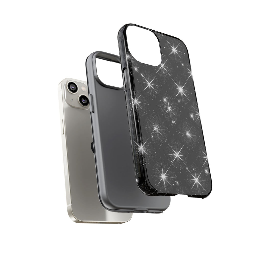 Galaxy Sparkle Tough Phone Case — Black Starfield Protective Cover