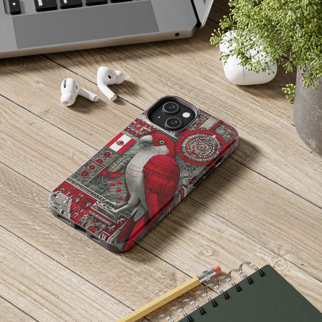 Tough Phone Case — Red Parrot Graphic Impact-Resistant Phone Cover