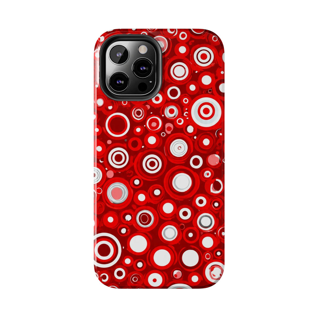 Red Retro Circles Tough Phone Case — Durable Shockproof Protective Cover
