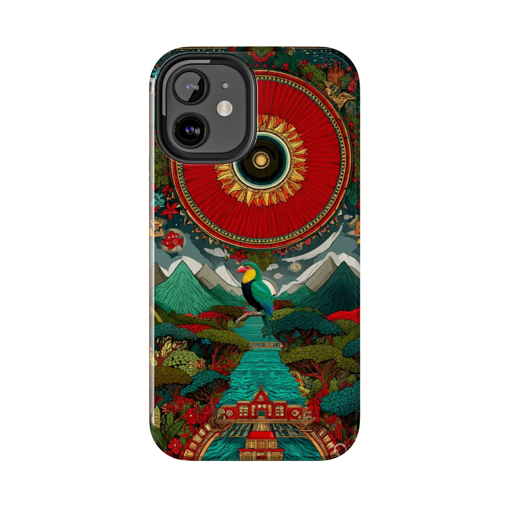 Tough Phone Case — Vibrant Tropical Mountain Bird Design