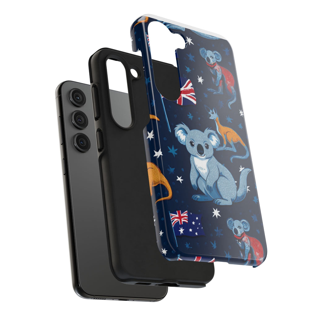 Australian Wildlife Tough Phone Case — Koala & Kangaroo Flag Design