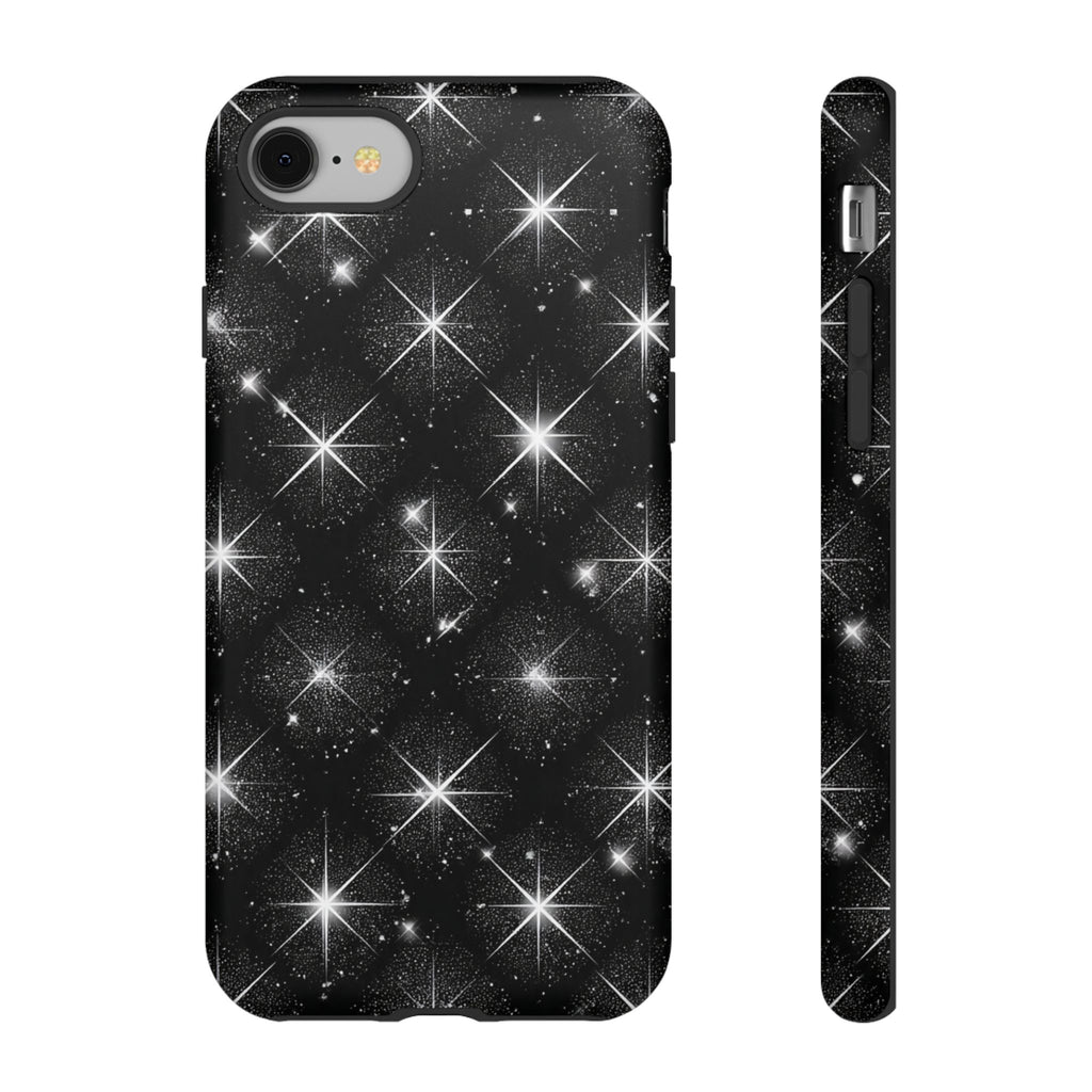 Galaxy Sparkle Tough Phone Case — Black Starfield Protective Cover