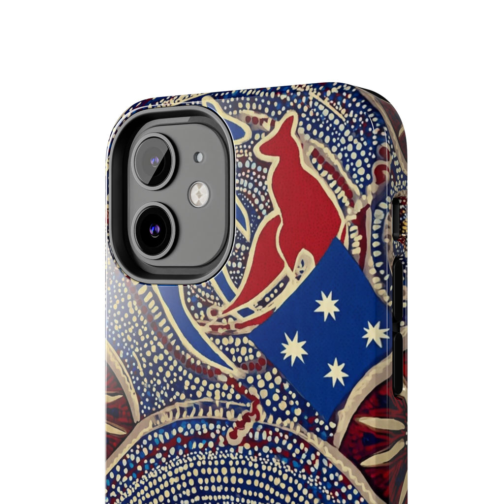 Australian Aboriginal Style Kangaroo Tough Phone Case — Patriotic Dot Art Phone Cover