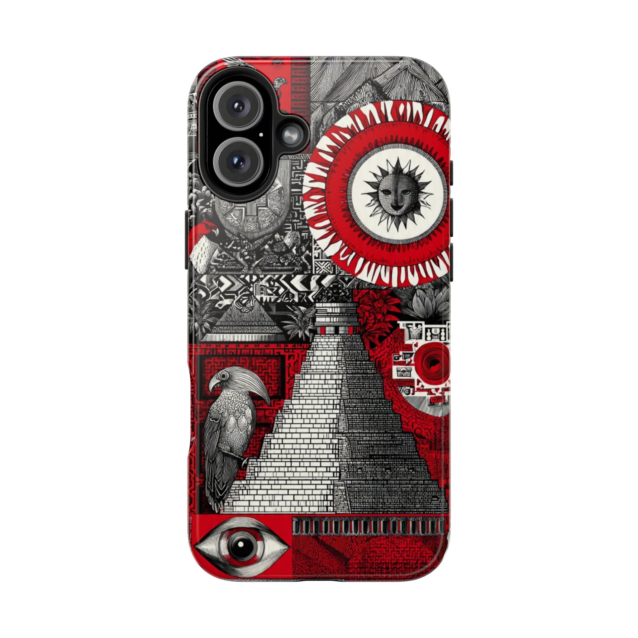 Tough Phone Case — Red Inca Pyramid Collage (Sun & Raven)