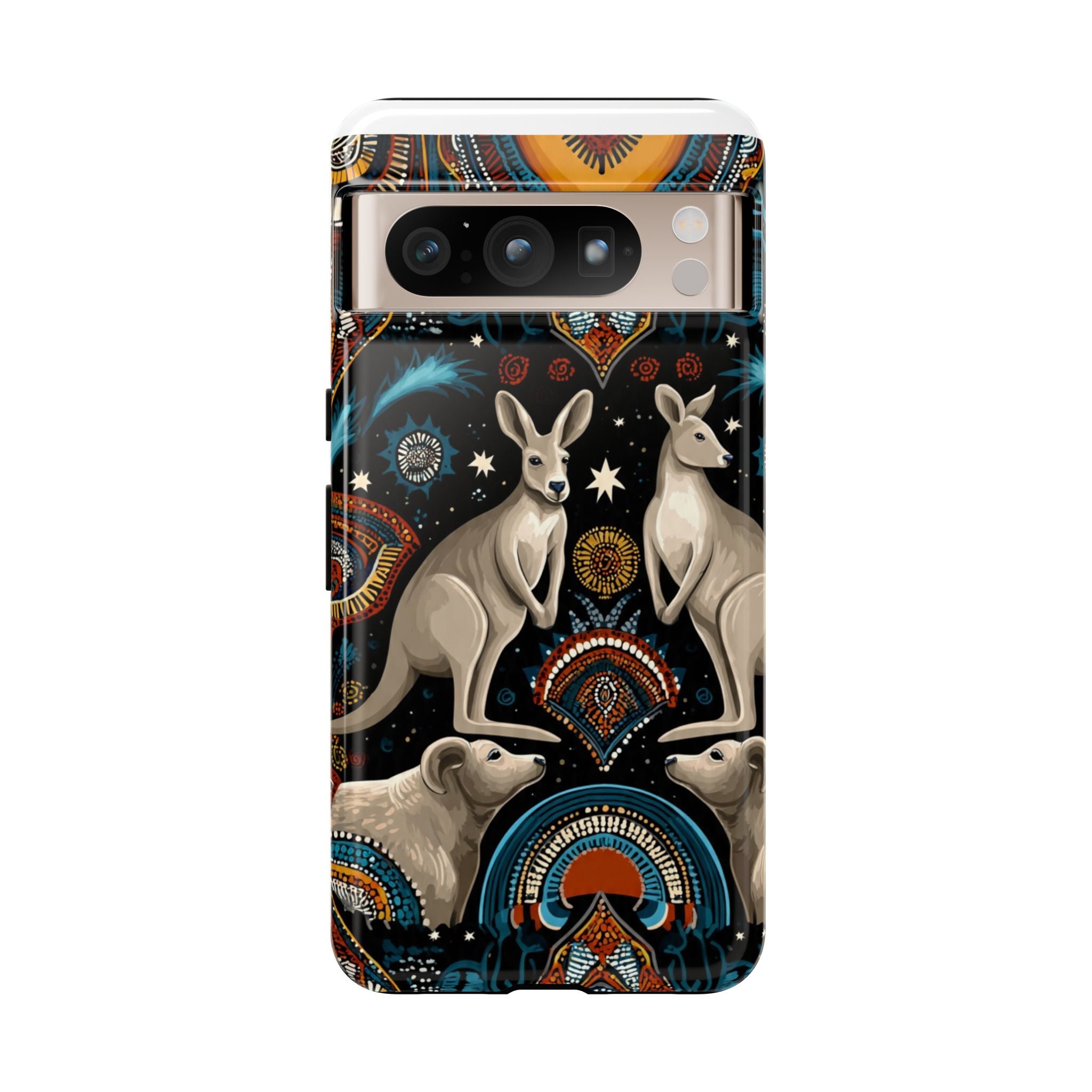 Kangaroo & Boomerang Tough Phone Case — Australian Wildlife Pattern