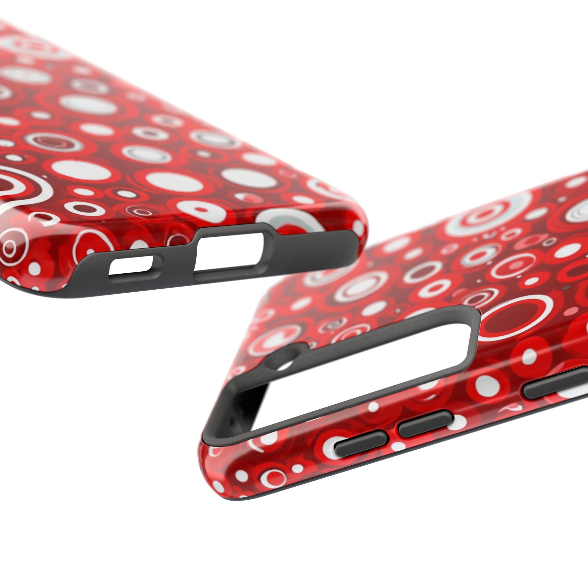 Red Retro Circles Tough Phone Case — Durable Shockproof Protective Cover