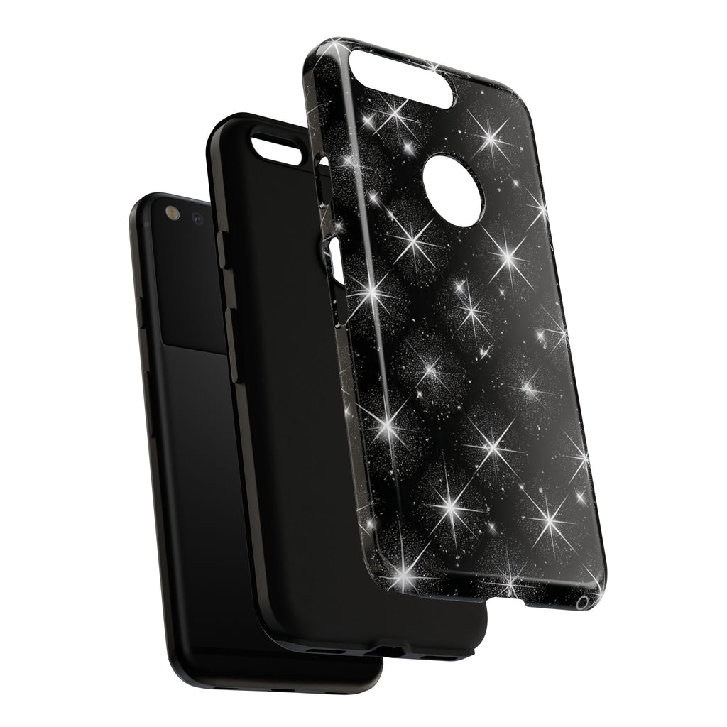 Galaxy Sparkle Tough Phone Case — Black Starfield Protective Cover