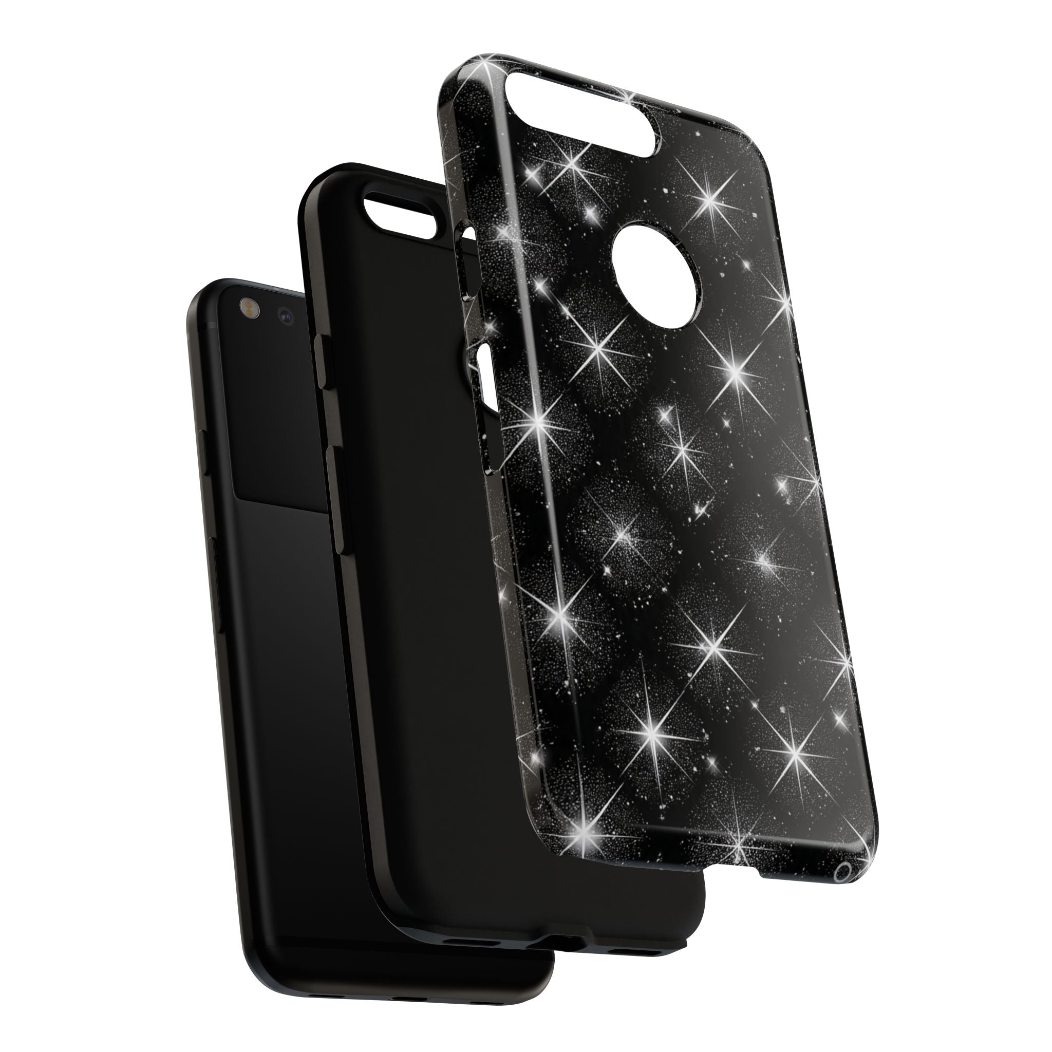 Galaxy Sparkle Tough Phone Case — Black Starfield Protective Cover