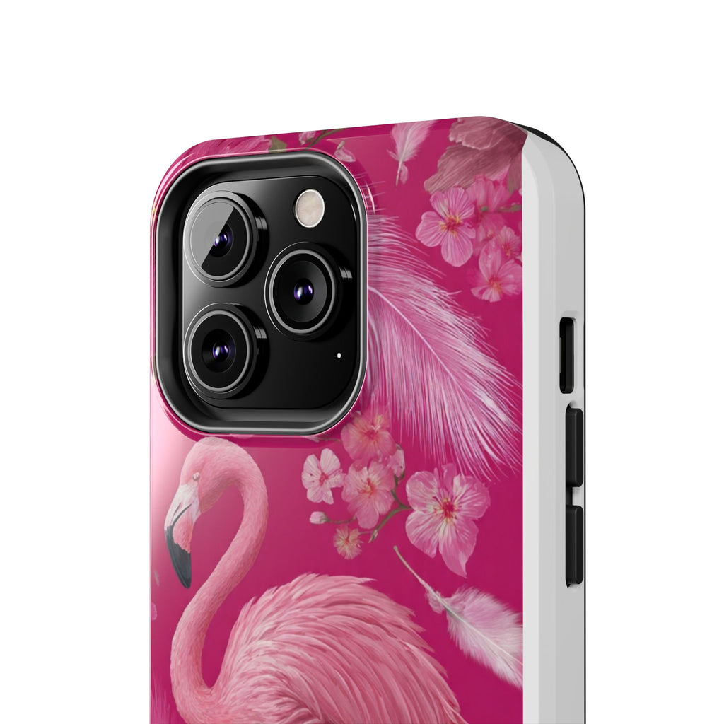 Flamingo Floral Tough Phone Case — Pink Tropical Feather Design