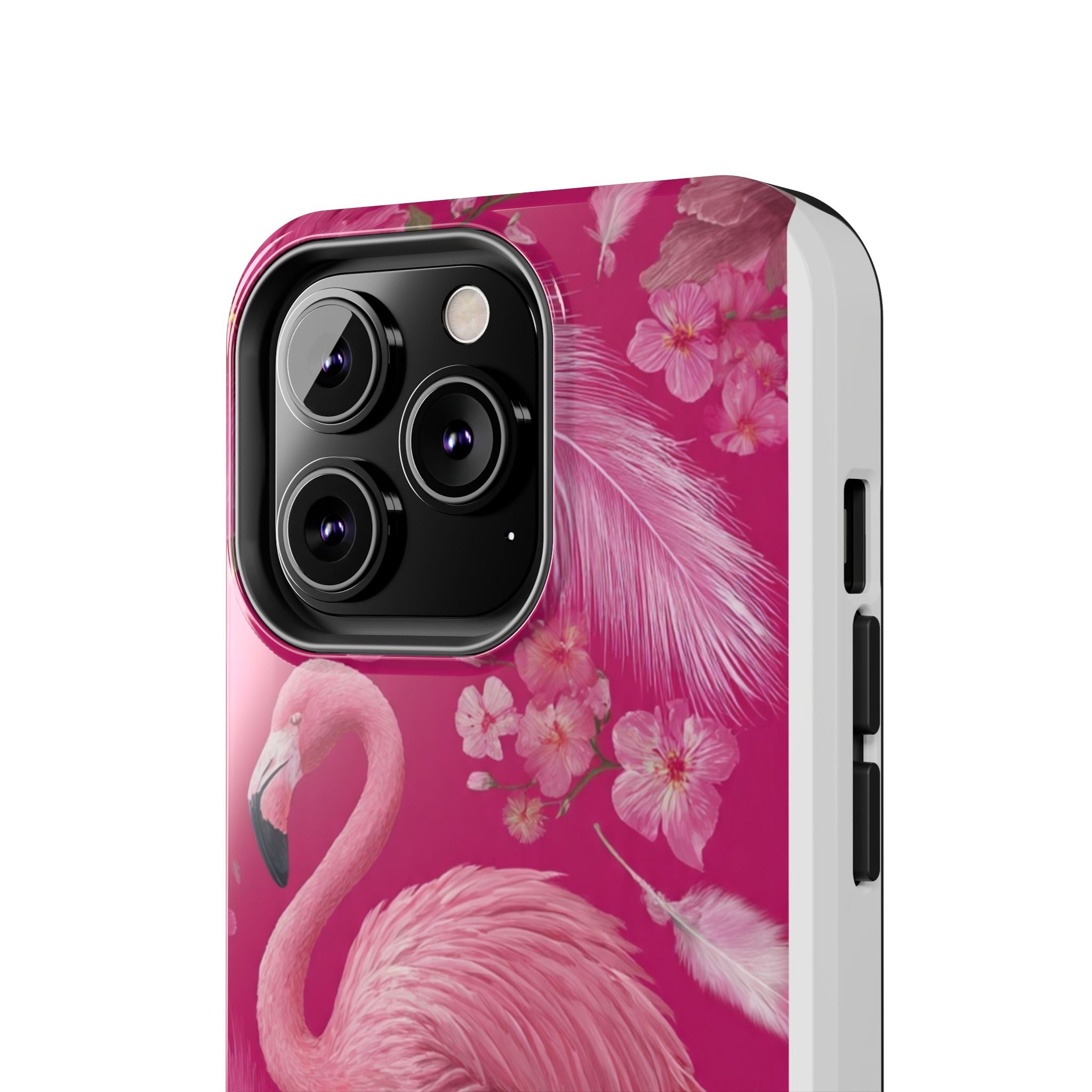 Flamingo Floral Tough Phone Case — Pink Tropical Feather Design
