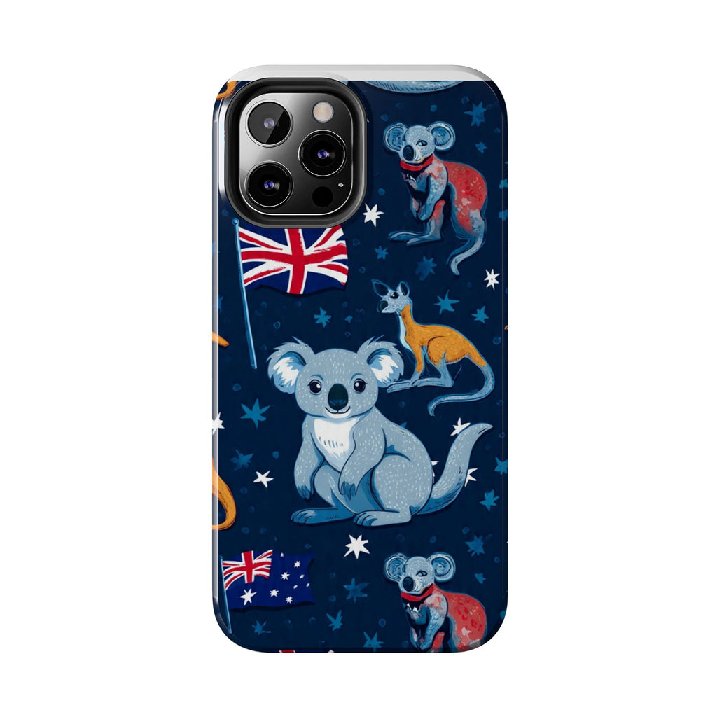 Australian Wildlife Tough Phone Case — Koala & Kangaroo Flag Design