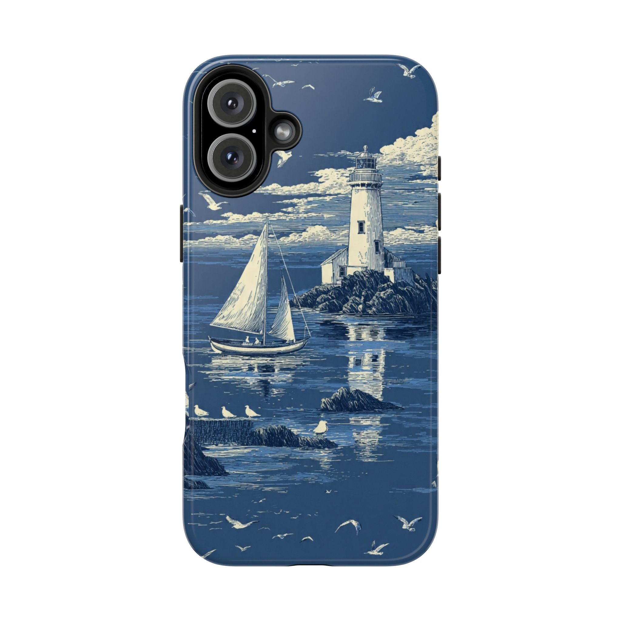 Swan Lake Tough Phone Case — Blue Vintage Swan Design, Durable Protective Cover
