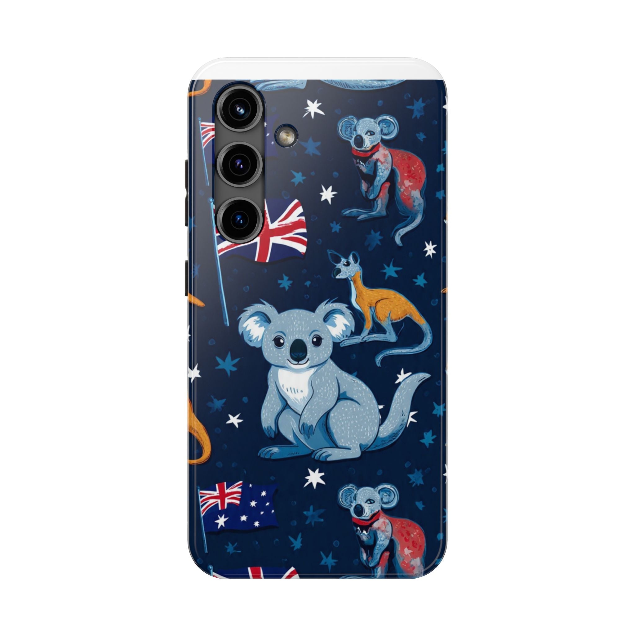 Australian Wildlife Tough Phone Case — Koala & Kangaroo Flag Design