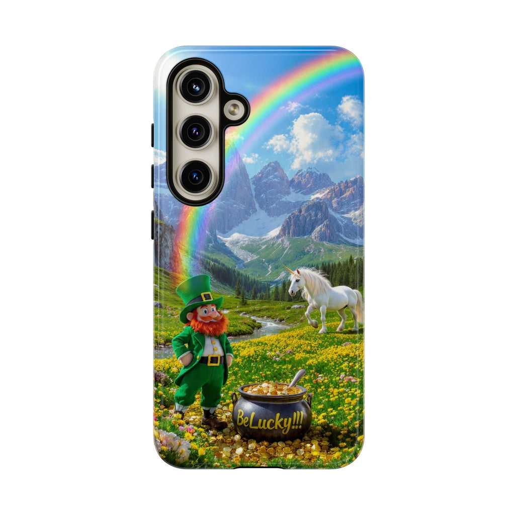 Lucky Leprechaun & Unicorn Phone Case — Rainbow Pot of Gold Protective Cover