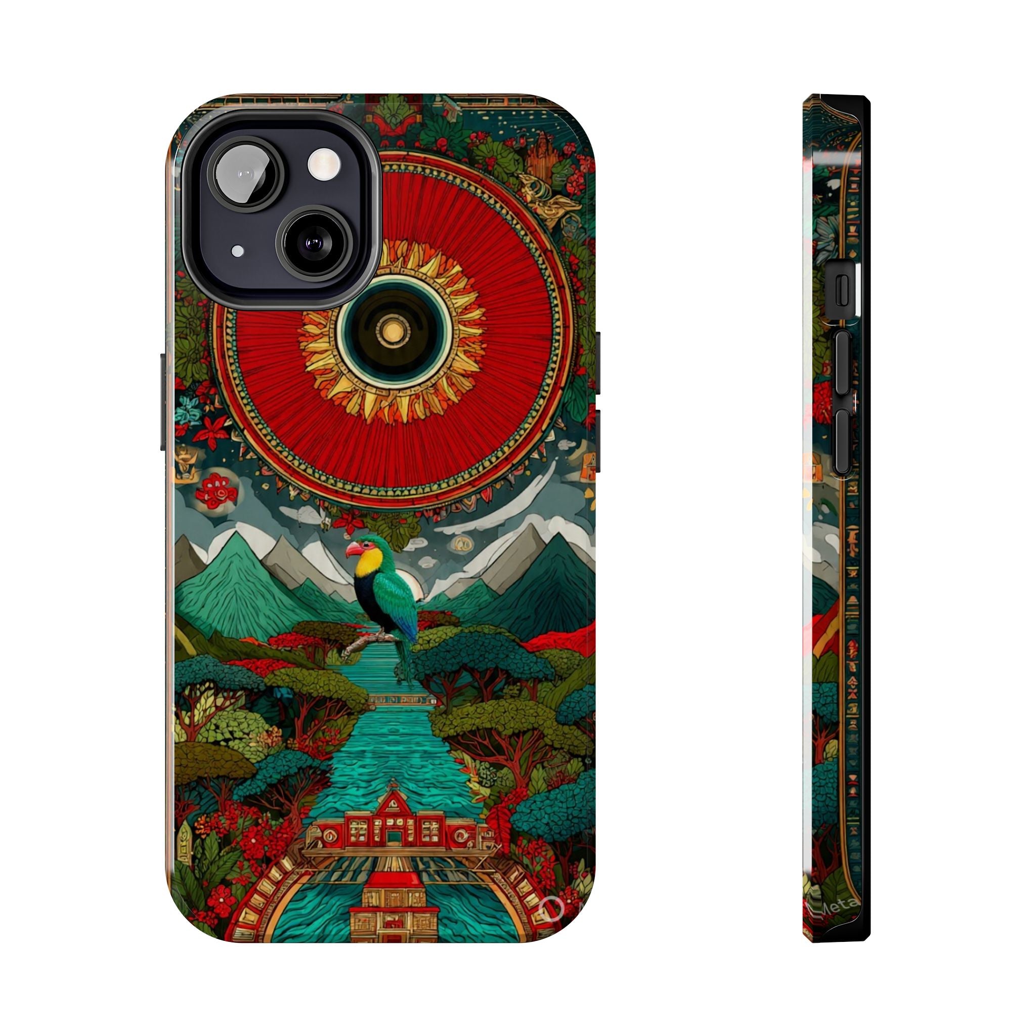 Tough Phone Case — Vibrant Tropical Mountain Bird Design