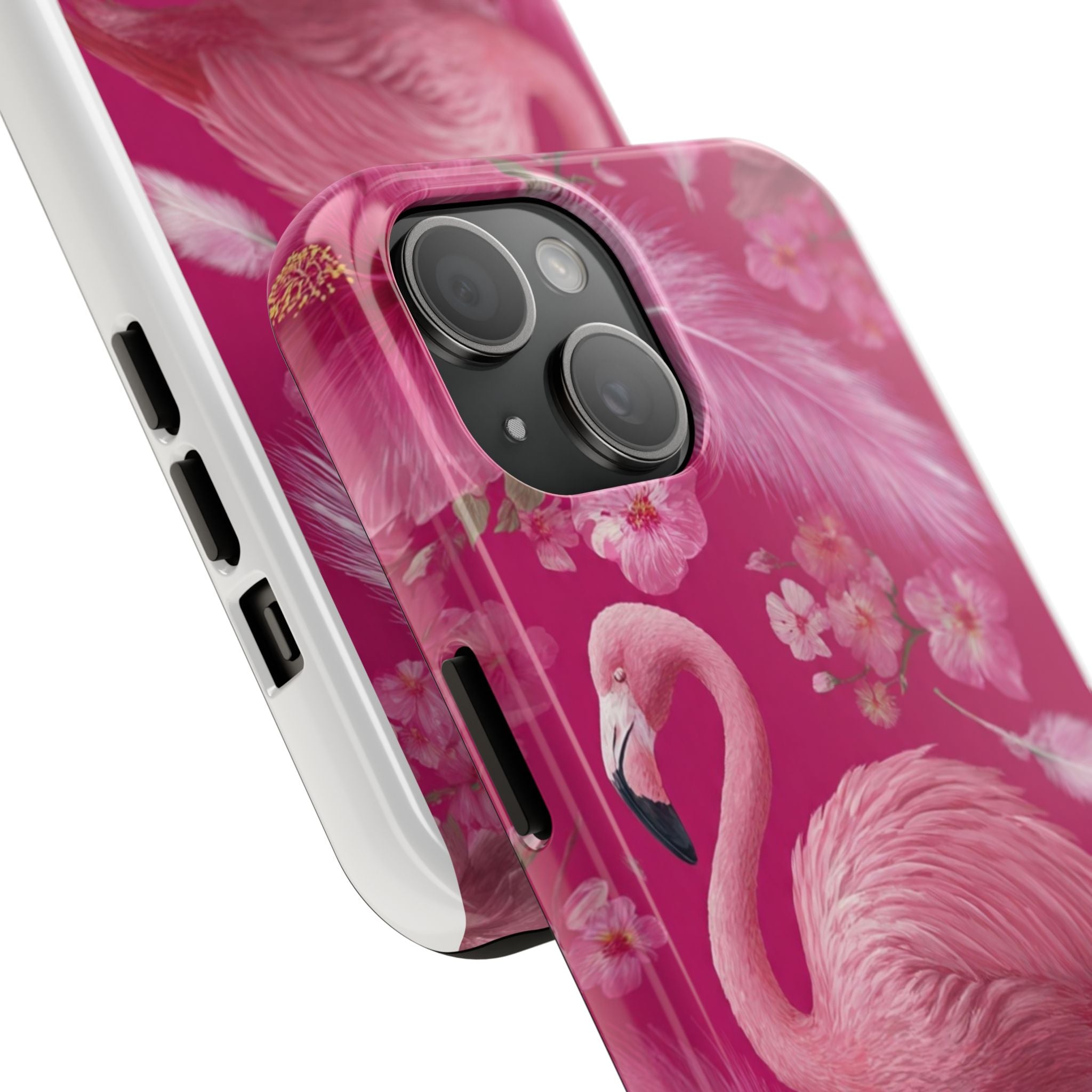Flamingo Floral Tough Phone Case — Pink Tropical Feather Design