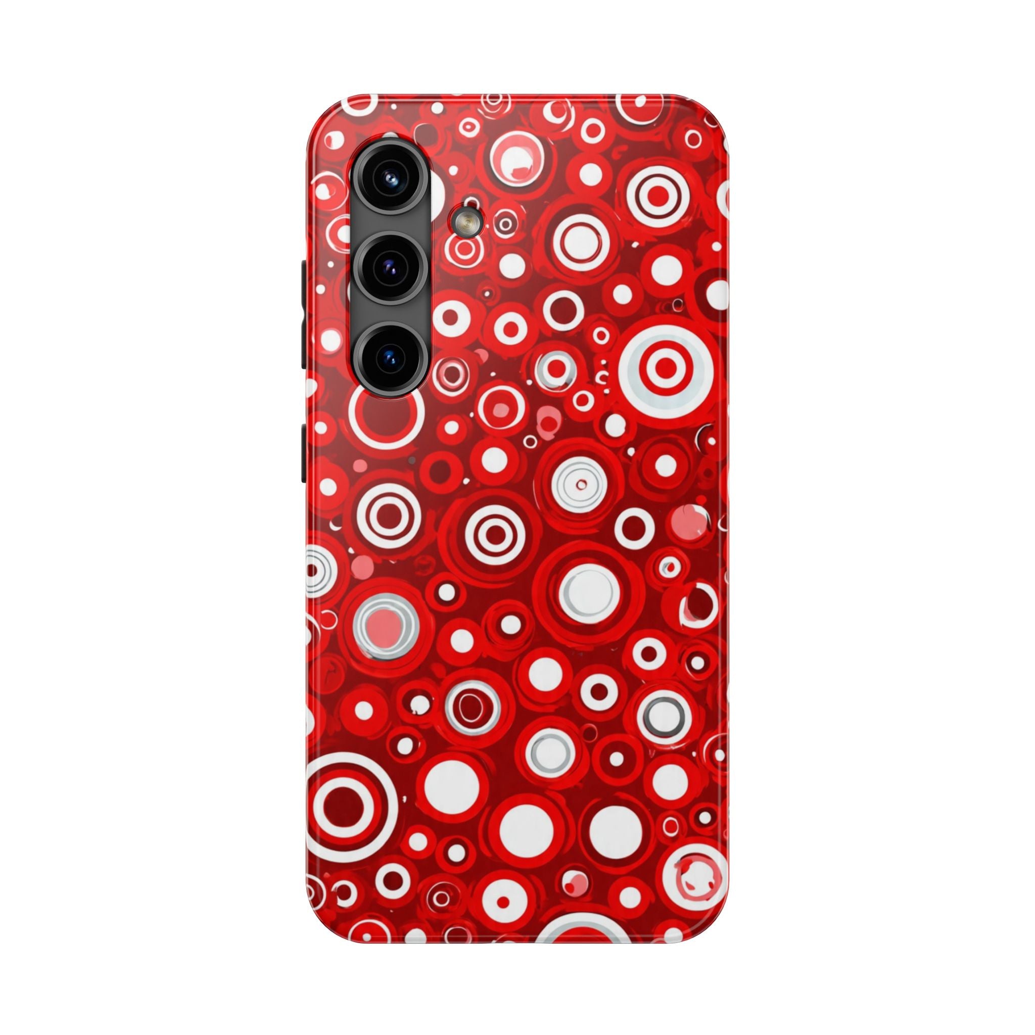 Red Retro Circles Tough Phone Case — Durable Shockproof Protective Cover