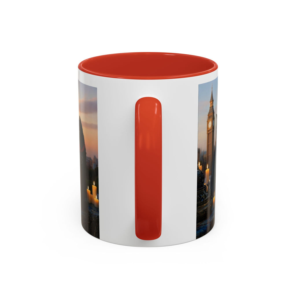 Black Cat Altar Coffee Mug — Gothic Cat with Pentagram, Candlelit Sunset Scene (11/15oz)