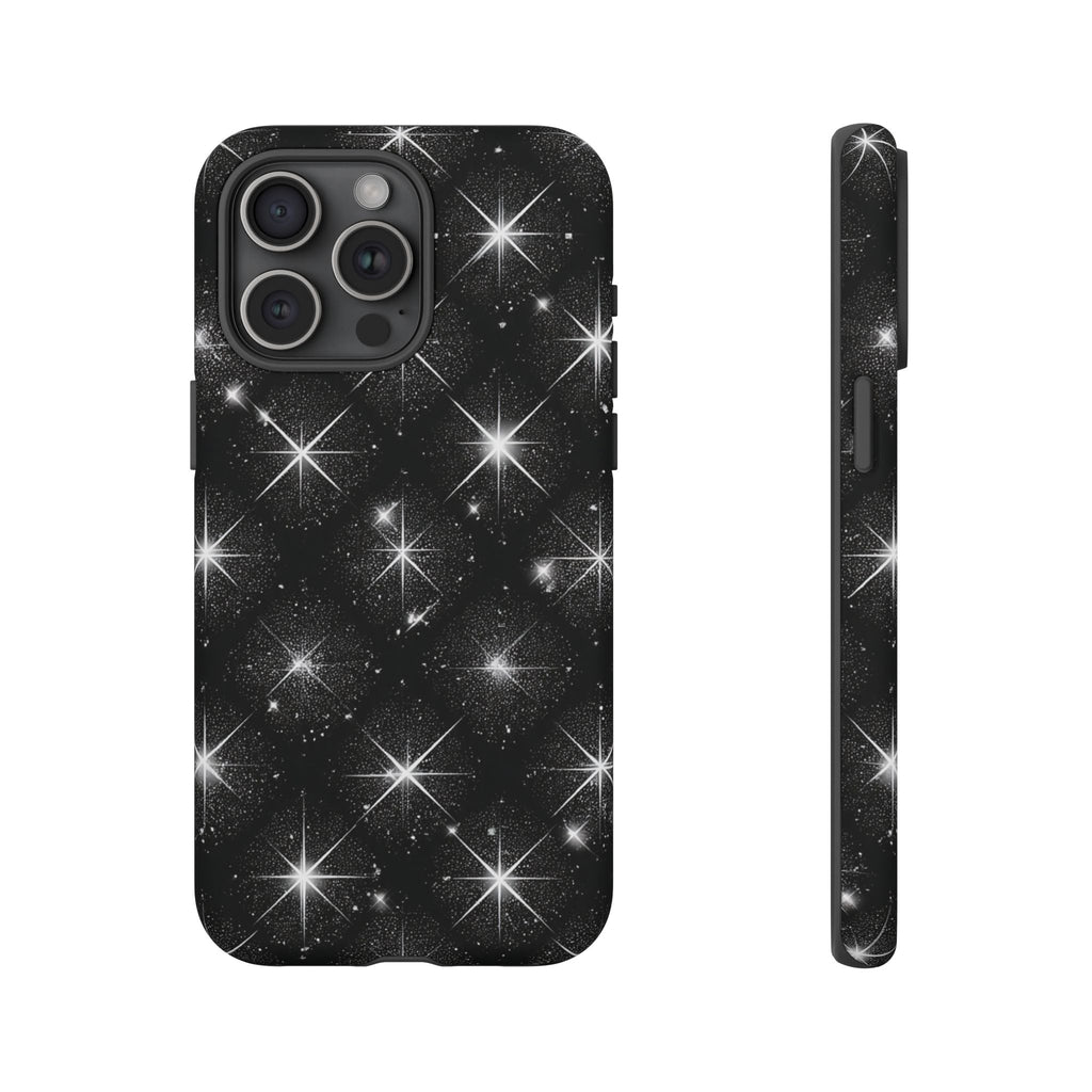 Galaxy Sparkle Tough Phone Case — Black Starfield Protective Cover