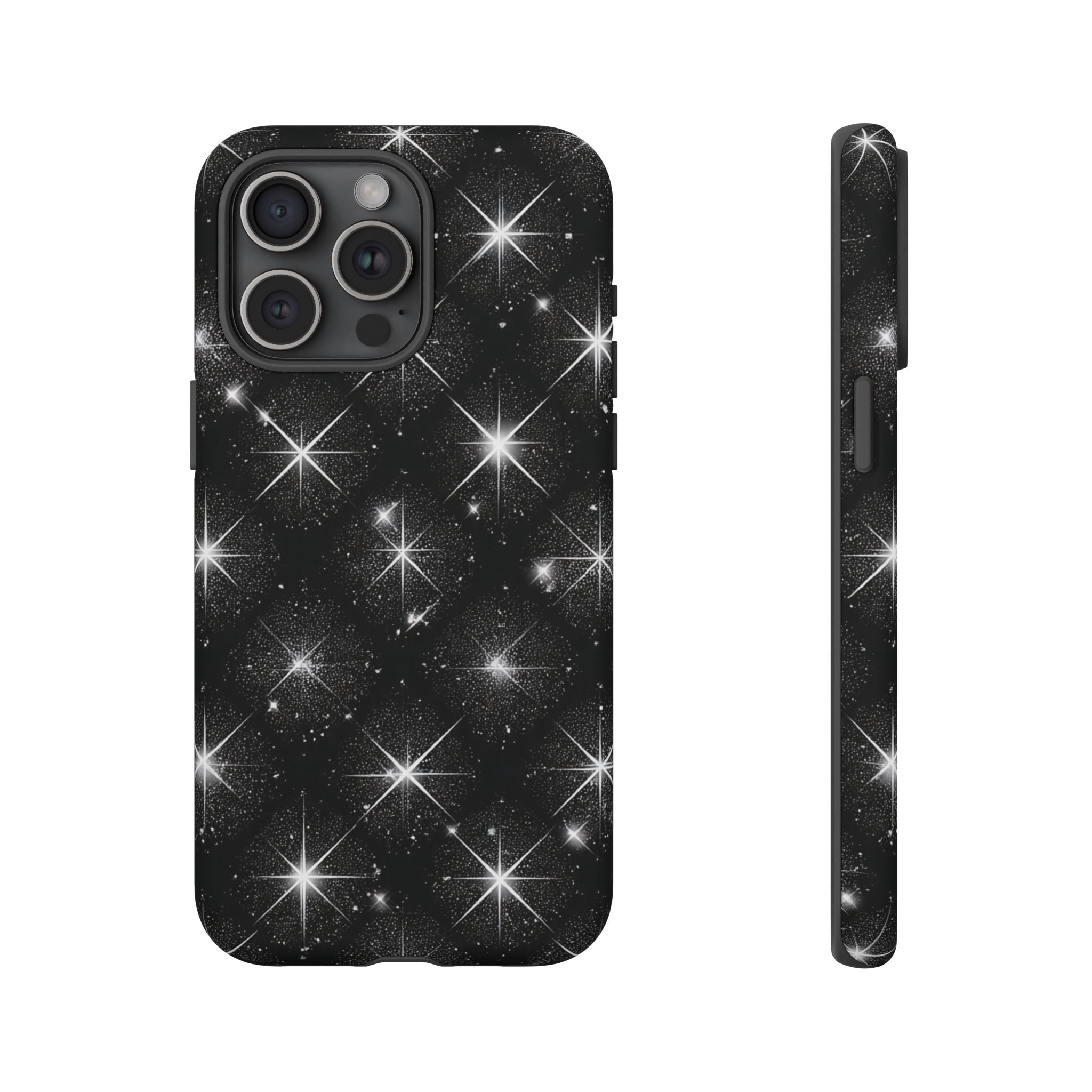 Galaxy Sparkle Tough Phone Case — Black Starfield Protective Cover