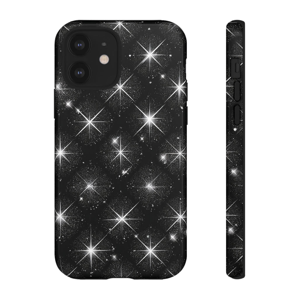 Galaxy Sparkle Tough Phone Case — Black Starfield Protective Cover