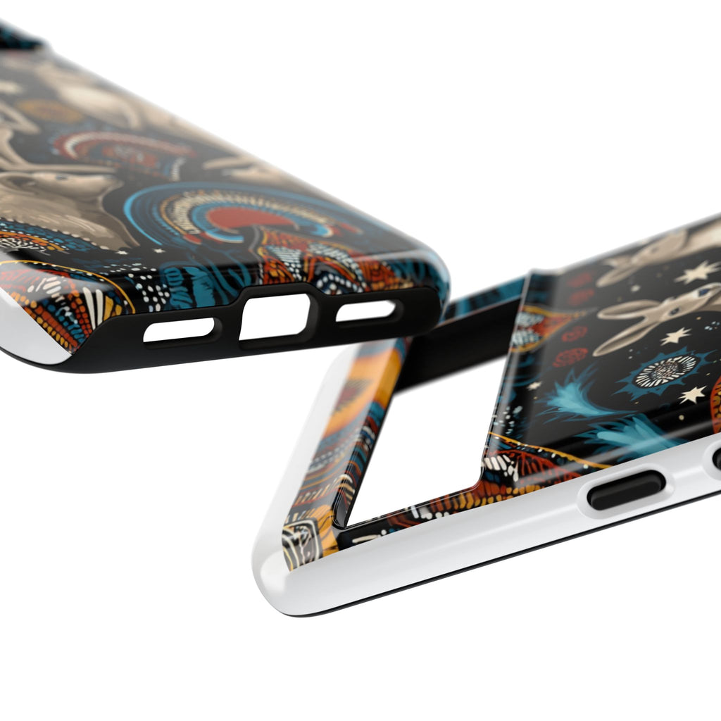 Kangaroo & Boomerang Tough Phone Case — Australian Wildlife Pattern