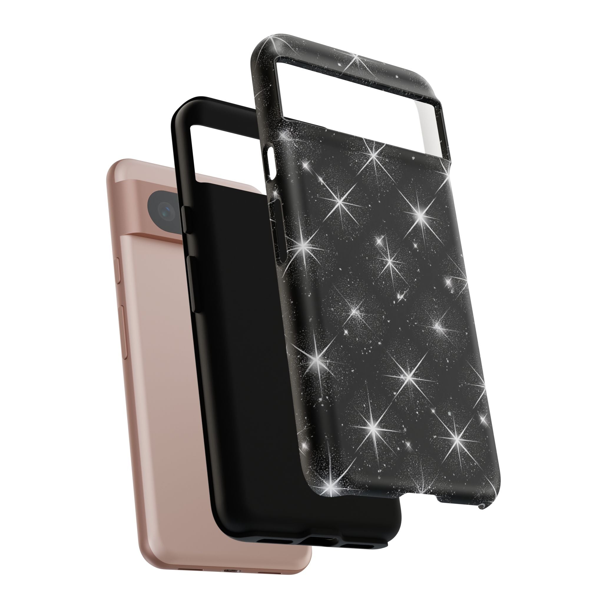 Galaxy Sparkle Tough Phone Case — Black Starfield Protective Cover