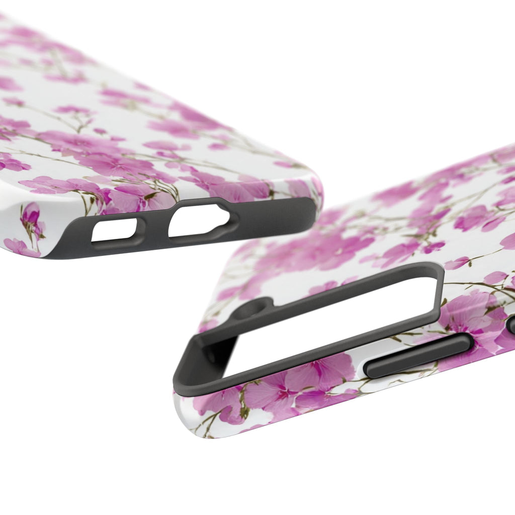 Floral Pink Blossoms Tough Phone Case — Durable Protective Phone Cover with Watercolor Cherry Blossom Design