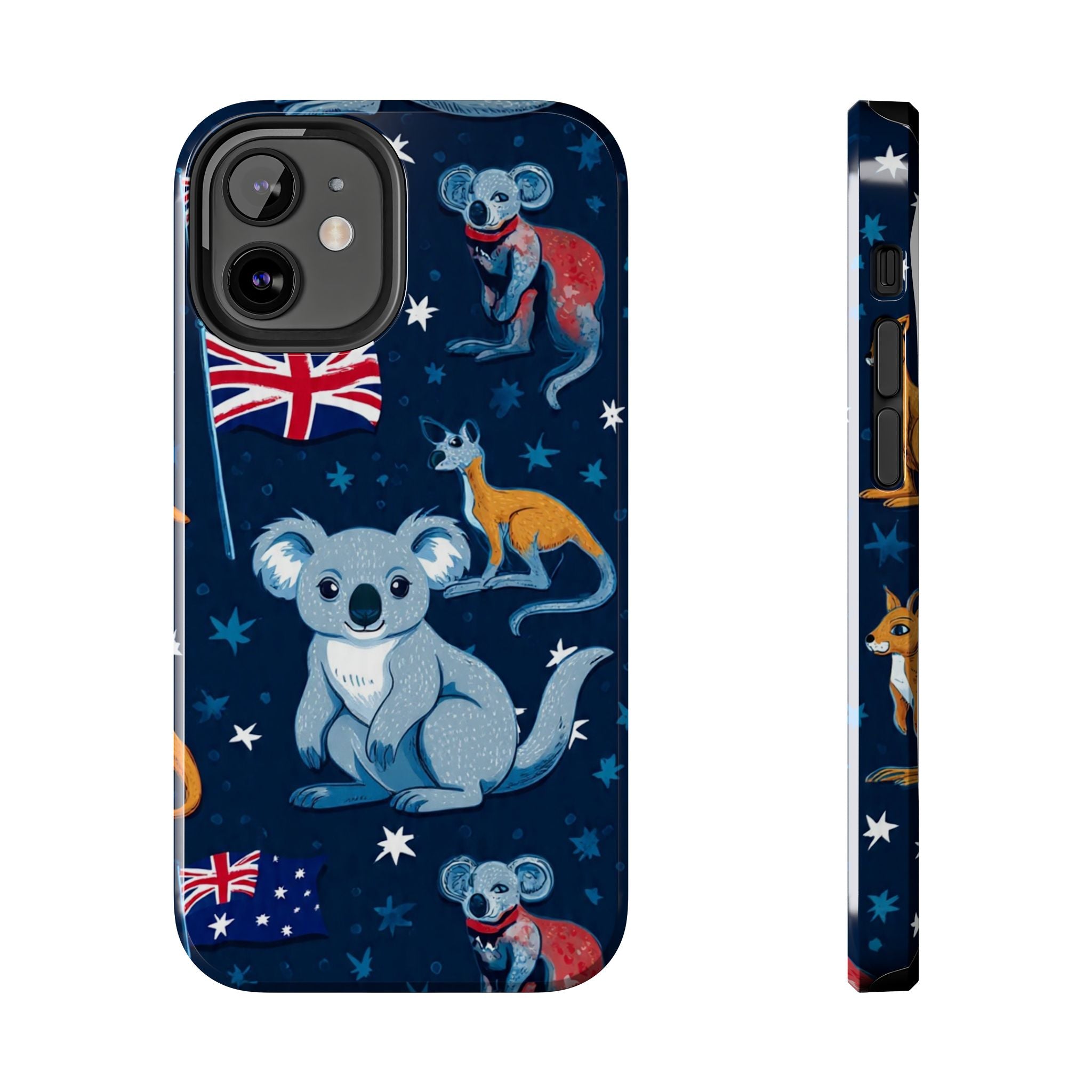 Australian Wildlife Tough Phone Case — Koala & Kangaroo Flag Design