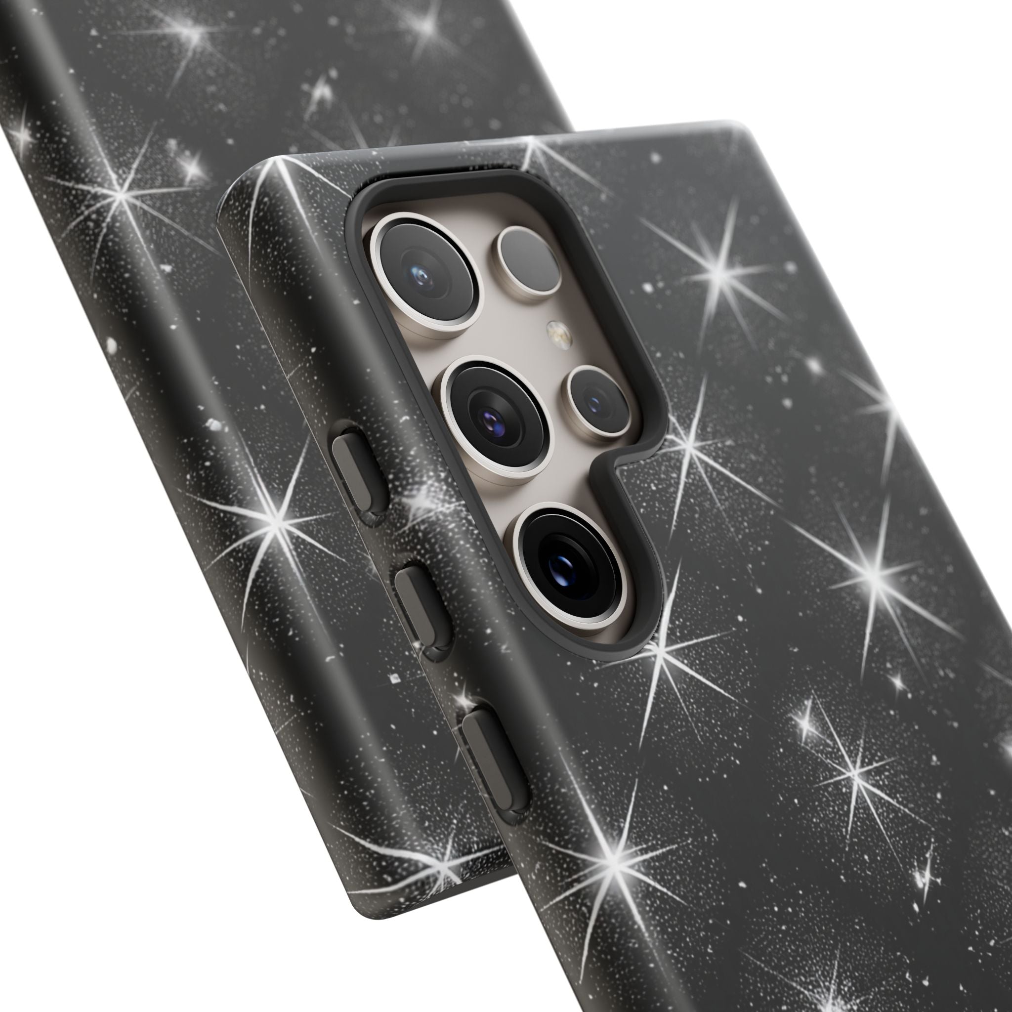 Galaxy Sparkle Tough Phone Case — Black Starfield Protective Cover