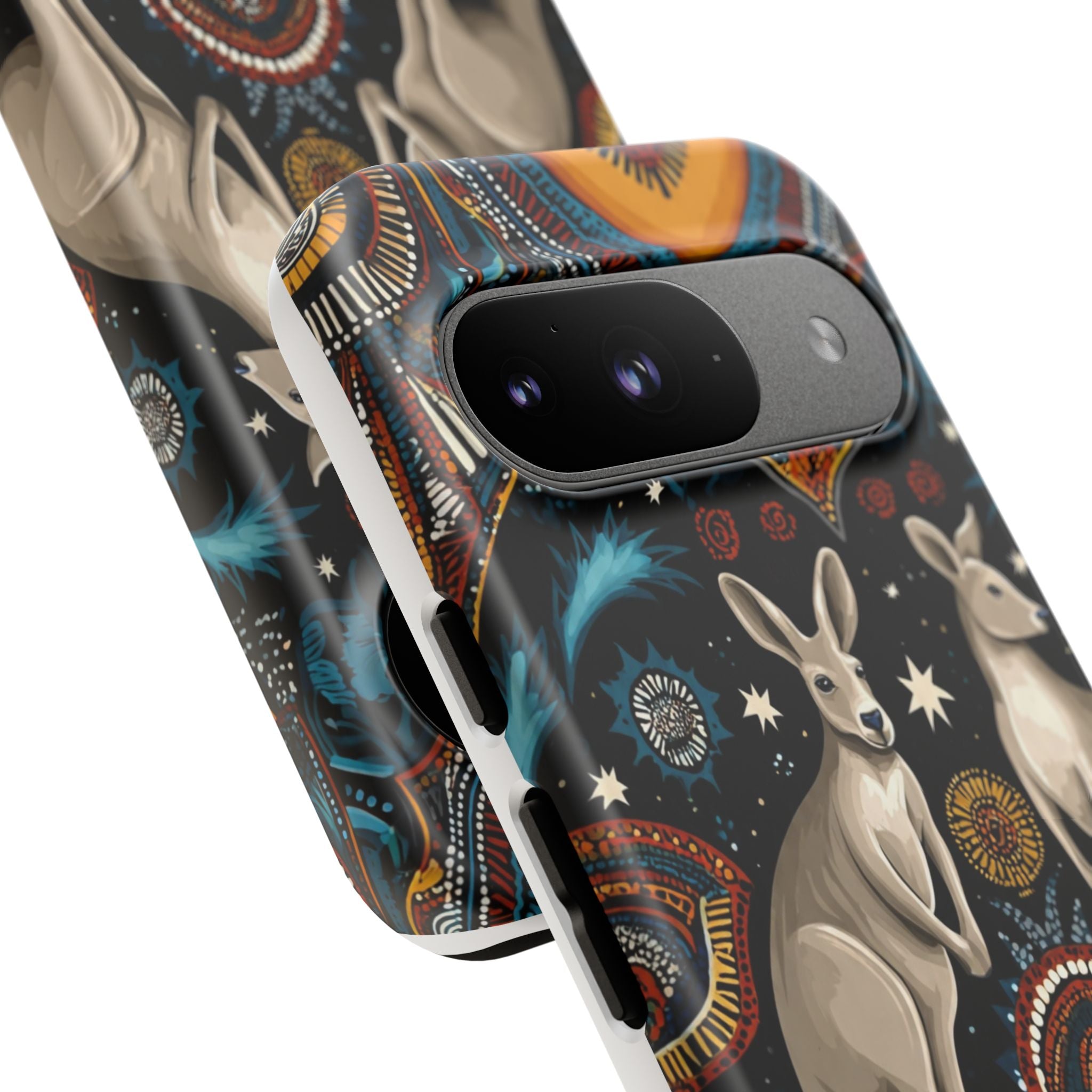 Kangaroo & Boomerang Tough Phone Case — Australian Wildlife Pattern