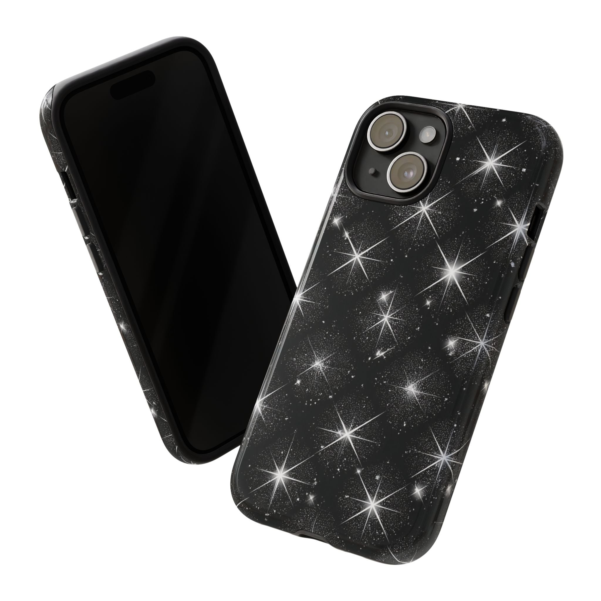 Galaxy Sparkle Tough Phone Case — Black Starfield Protective Cover