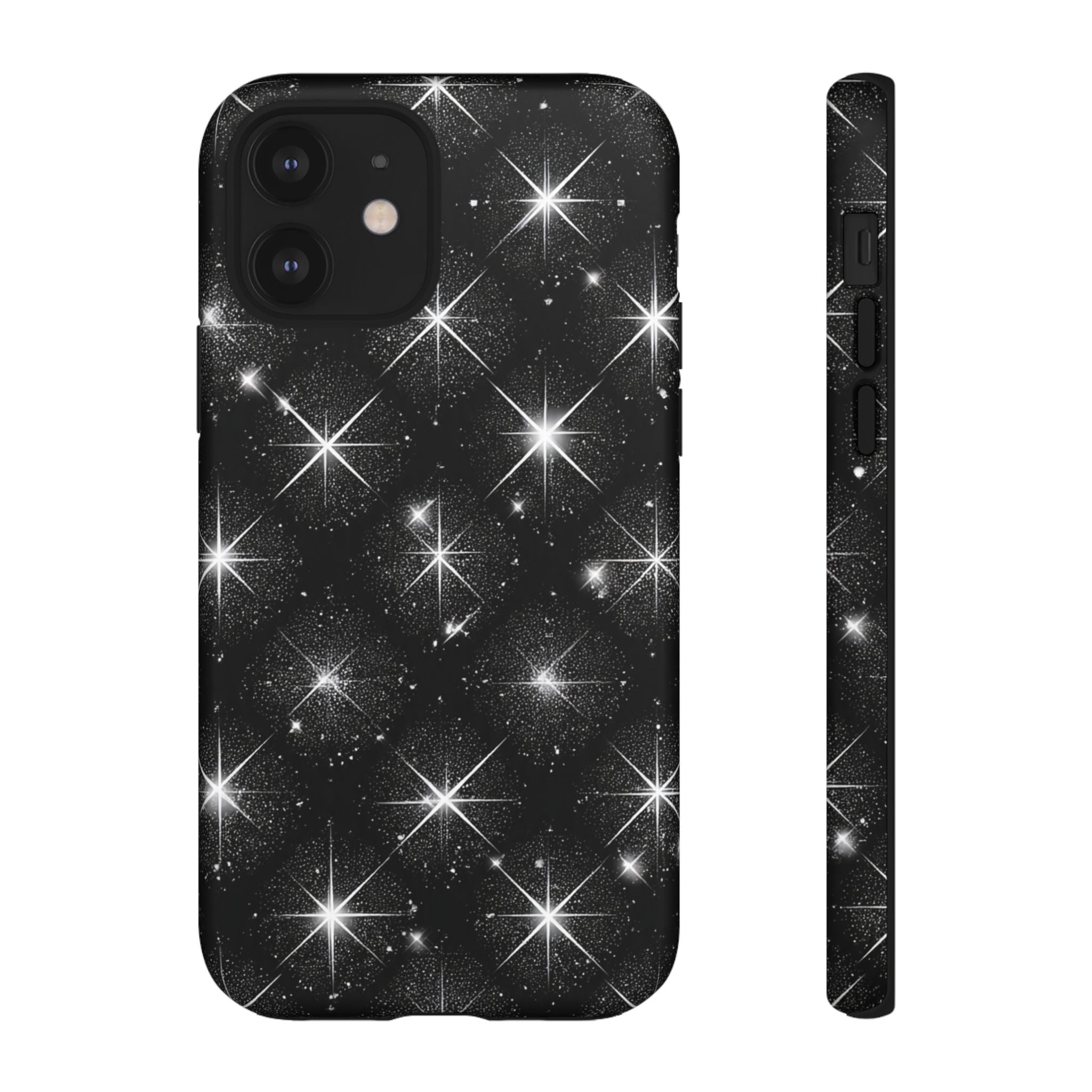 Galaxy Sparkle Tough Phone Case — Black Starfield Protective Cover