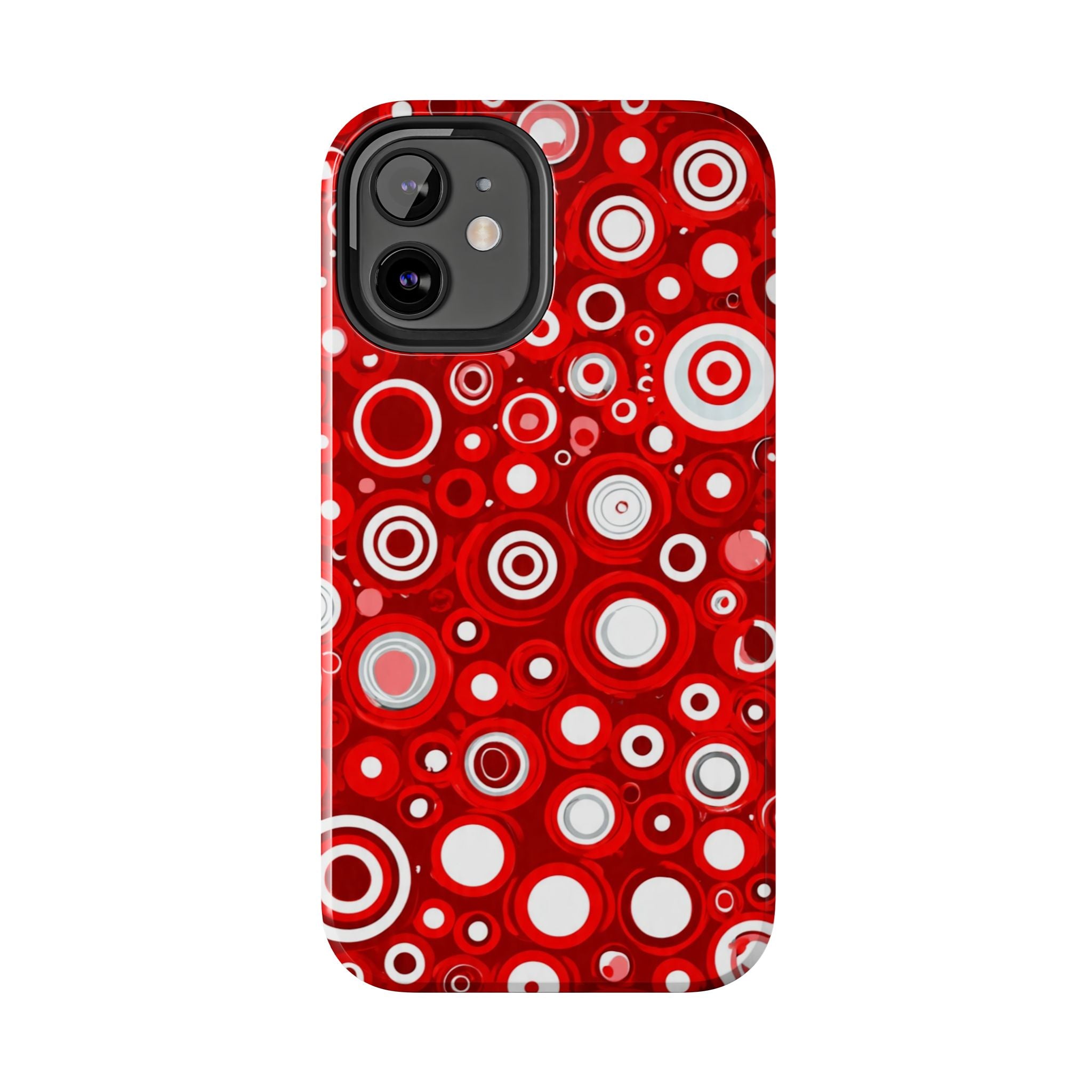 Red Retro Circles Tough Phone Case — Durable Shockproof Protective Cover