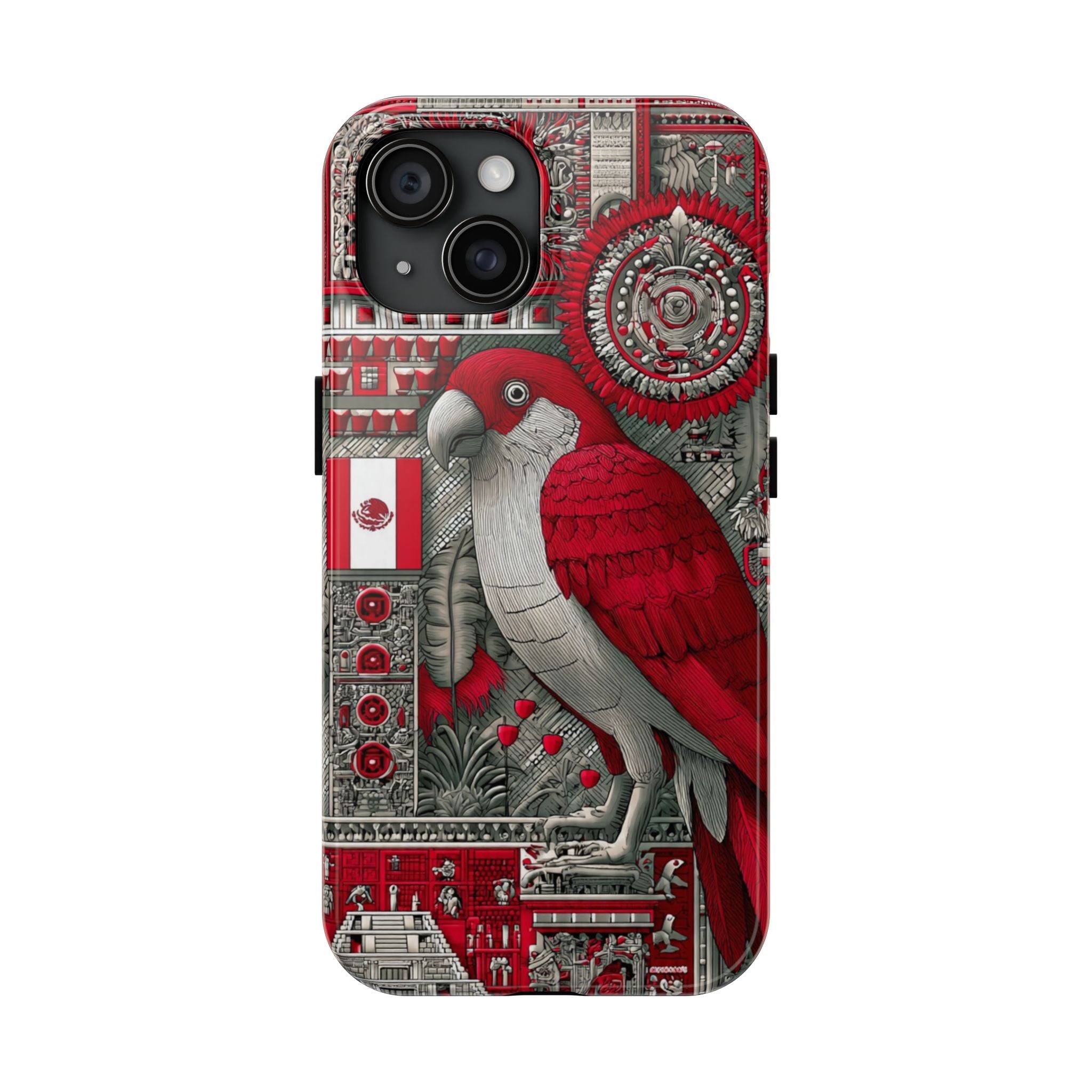 Tough Phone Case — Red Parrot Graphic Impact-Resistant Phone Cover