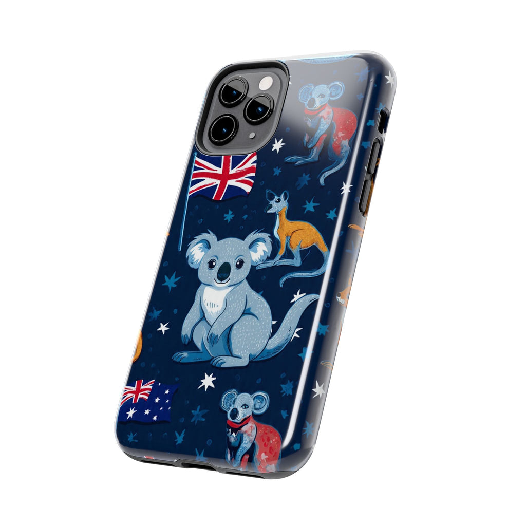 Australian Wildlife Tough Phone Case — Koala & Kangaroo Flag Design