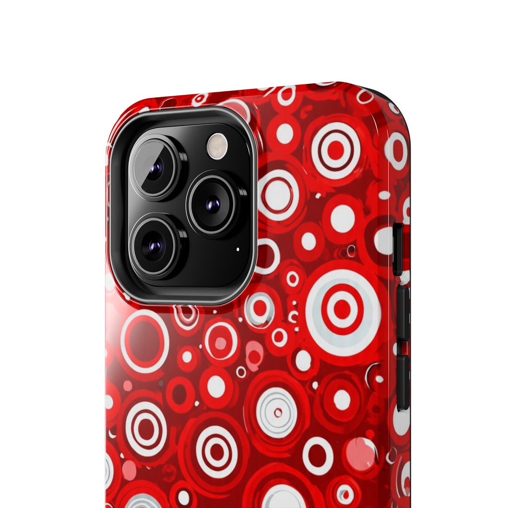 Red Retro Circles Tough Phone Case — Durable Shockproof Protective Cover