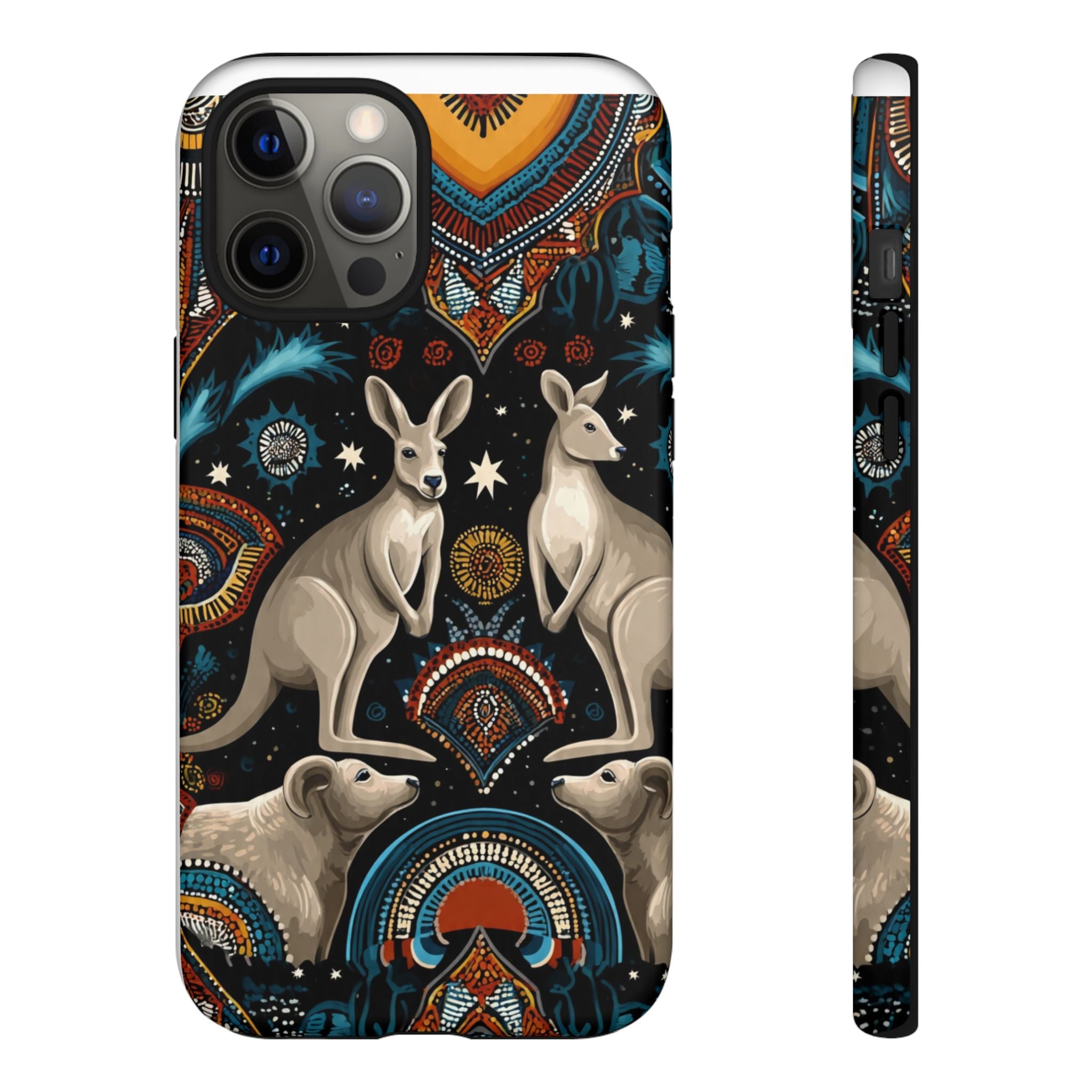 Kangaroo & Boomerang Tough Phone Case — Australian Wildlife Pattern