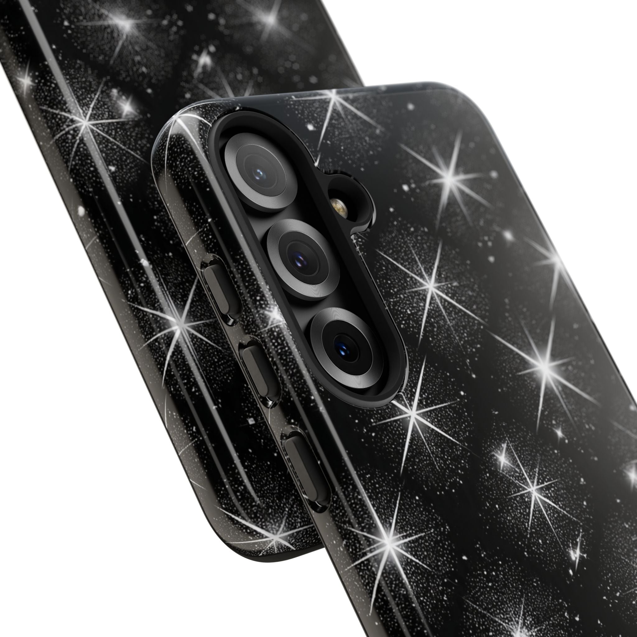 Galaxy Sparkle Tough Phone Case — Black Starfield Protective Cover