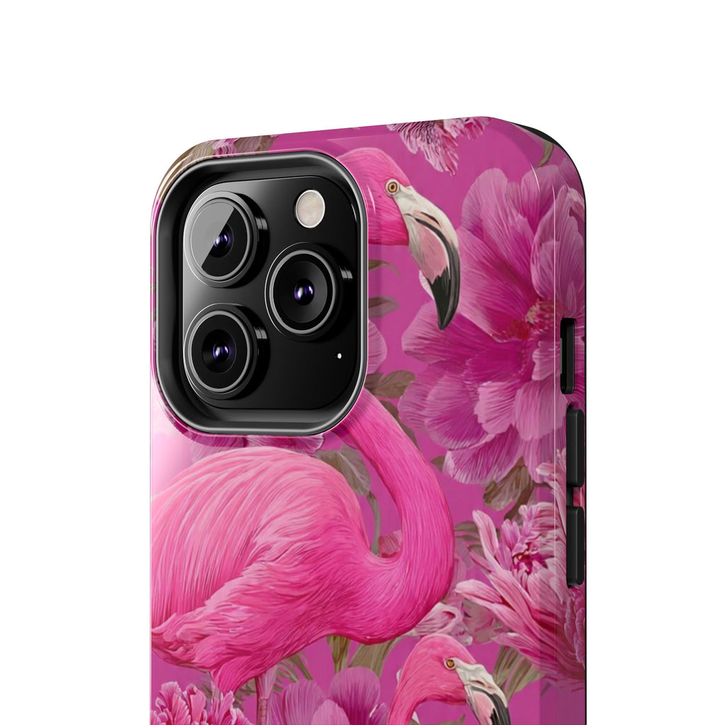Pink Flamingo Floral Tough Phone Case — Protective iPhone Cover