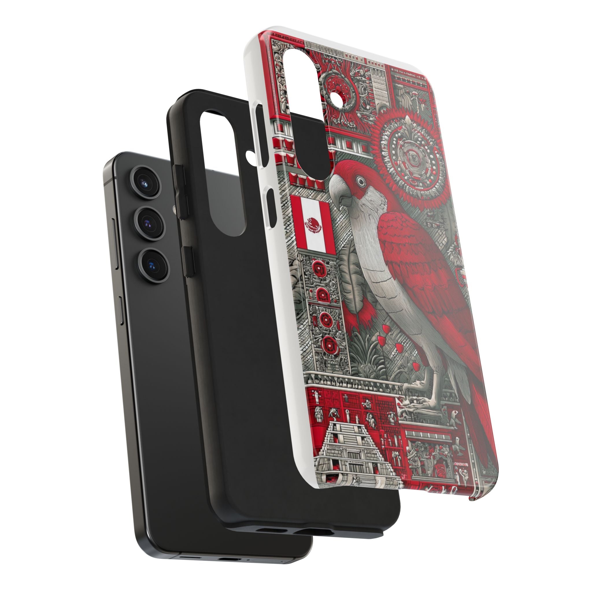 Tough Phone Case — Red Parrot Graphic Impact-Resistant Phone Cover
