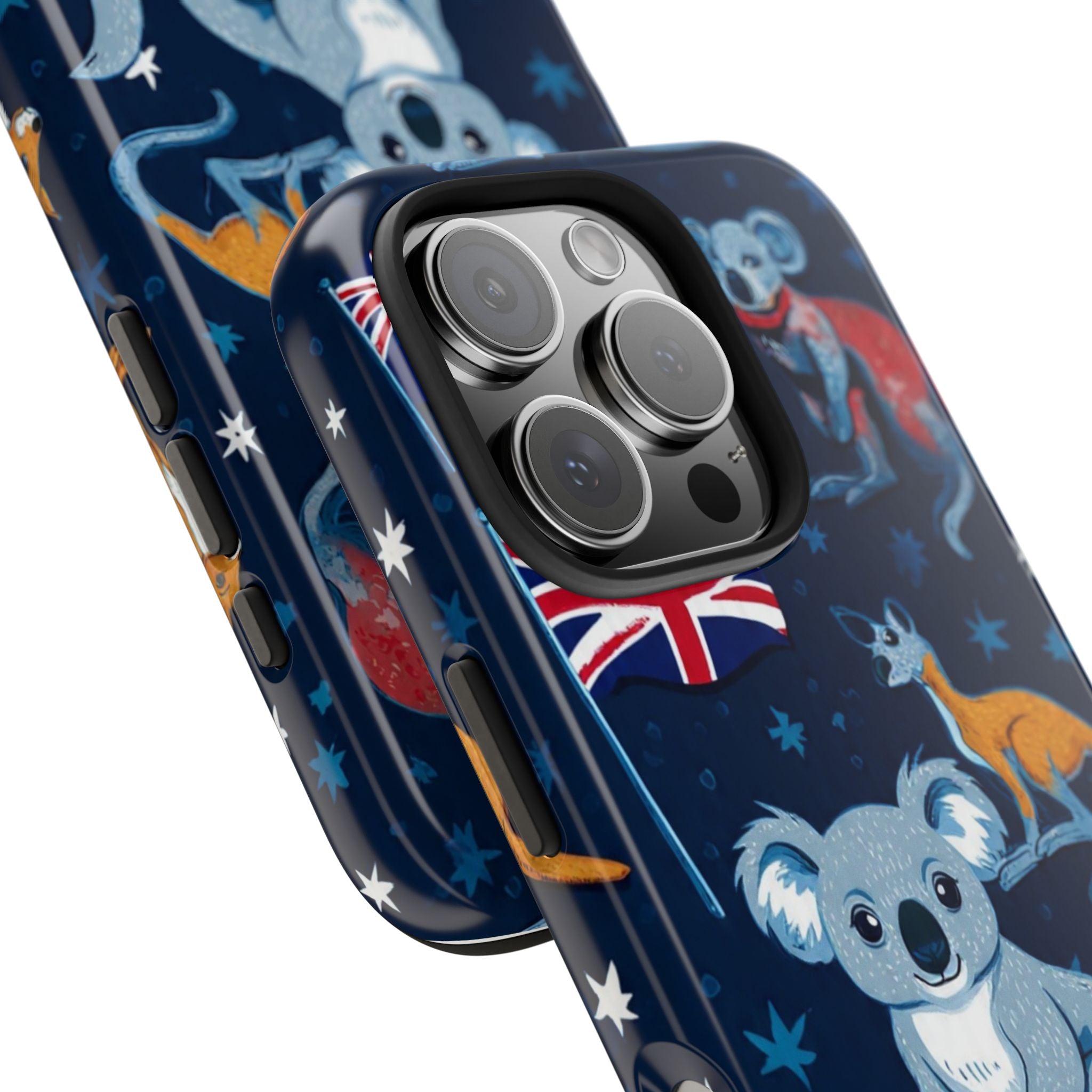 Australian Wildlife Tough Phone Case — Koala & Kangaroo Flag Design