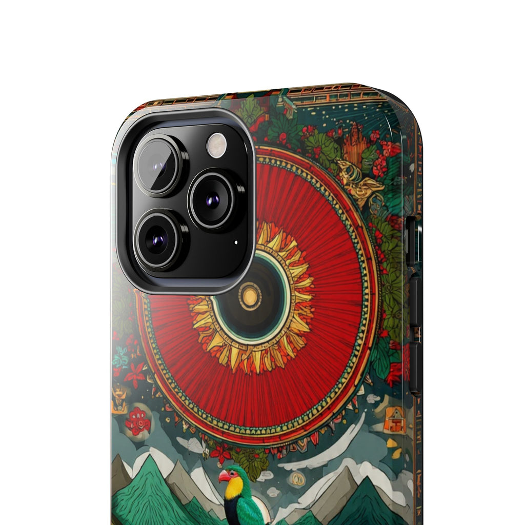 Tough Phone Case — Vibrant Tropical Mountain Bird Design