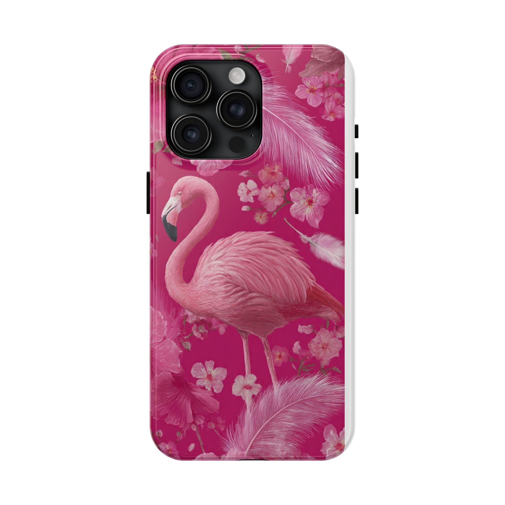 Flamingo Floral Tough Phone Case — Pink Tropical Feather Design