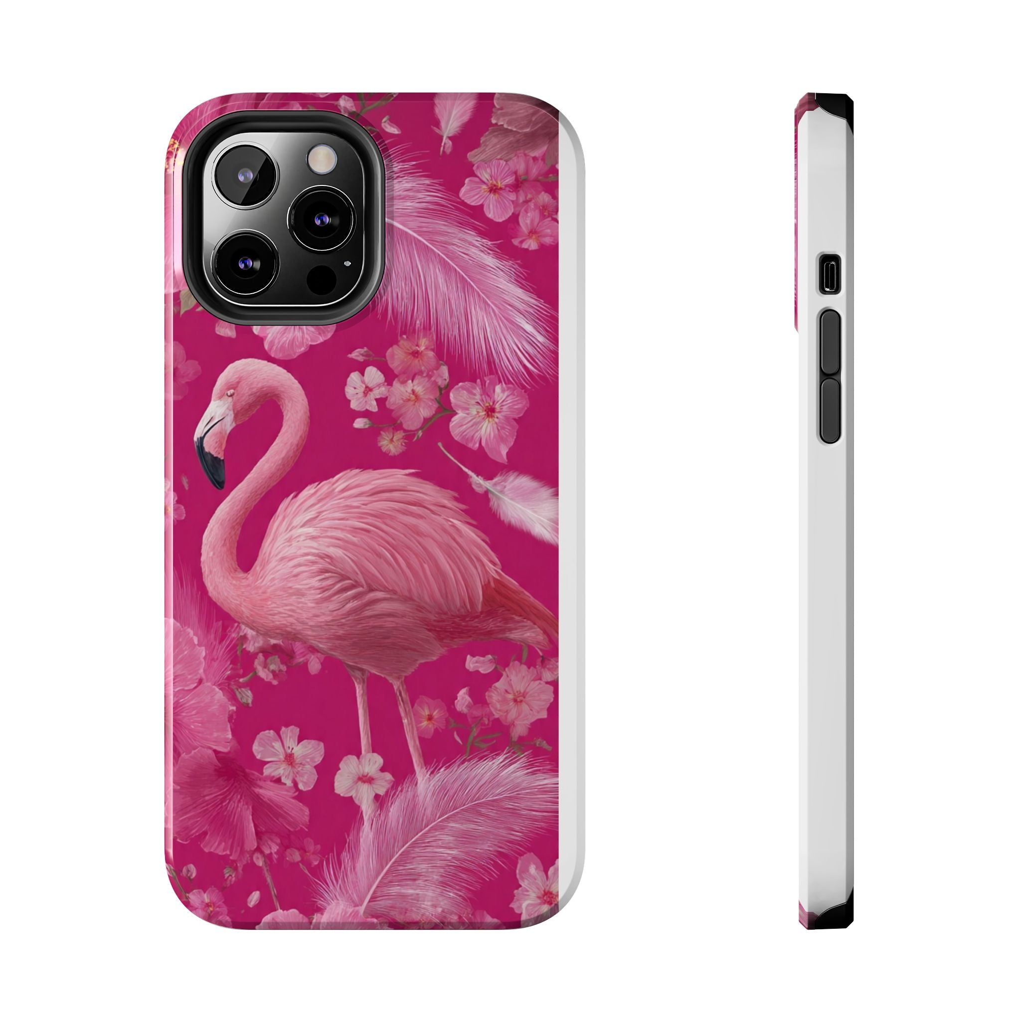 Flamingo Floral Tough Phone Case — Pink Tropical Feather Design