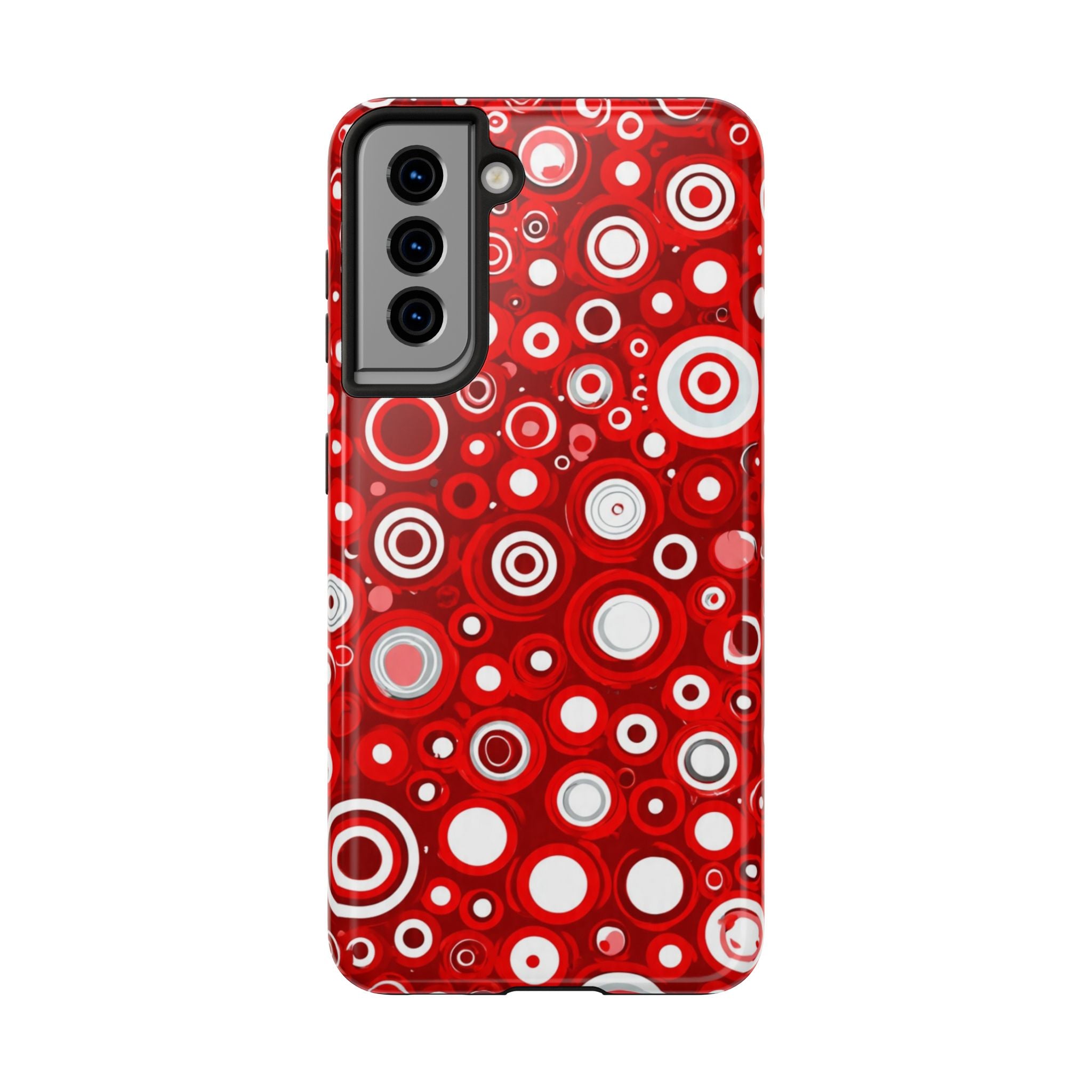 Red Retro Circles Tough Phone Case — Durable Shockproof Protective Cover