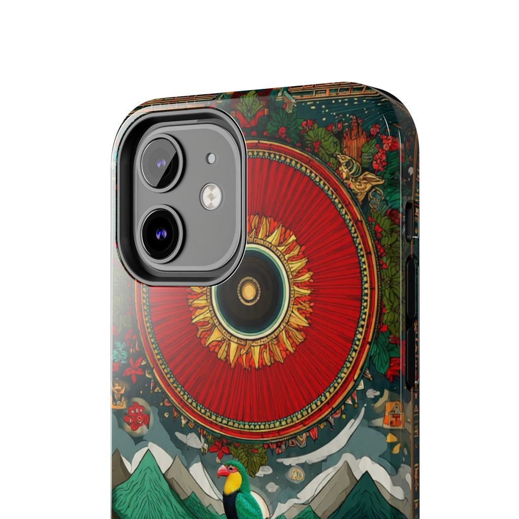 Tough Phone Case — Vibrant Tropical Mountain Bird Design