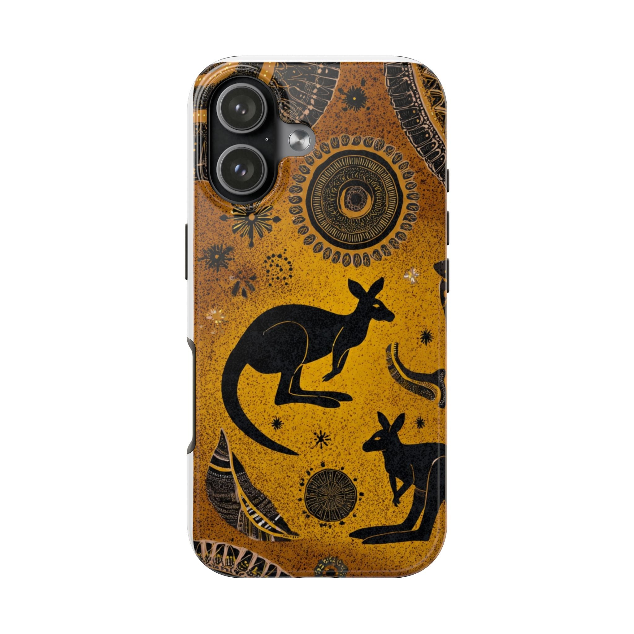 Kangaroo Aboriginal Art Tough Phone Case — Protective Indigenous-Inspired Design