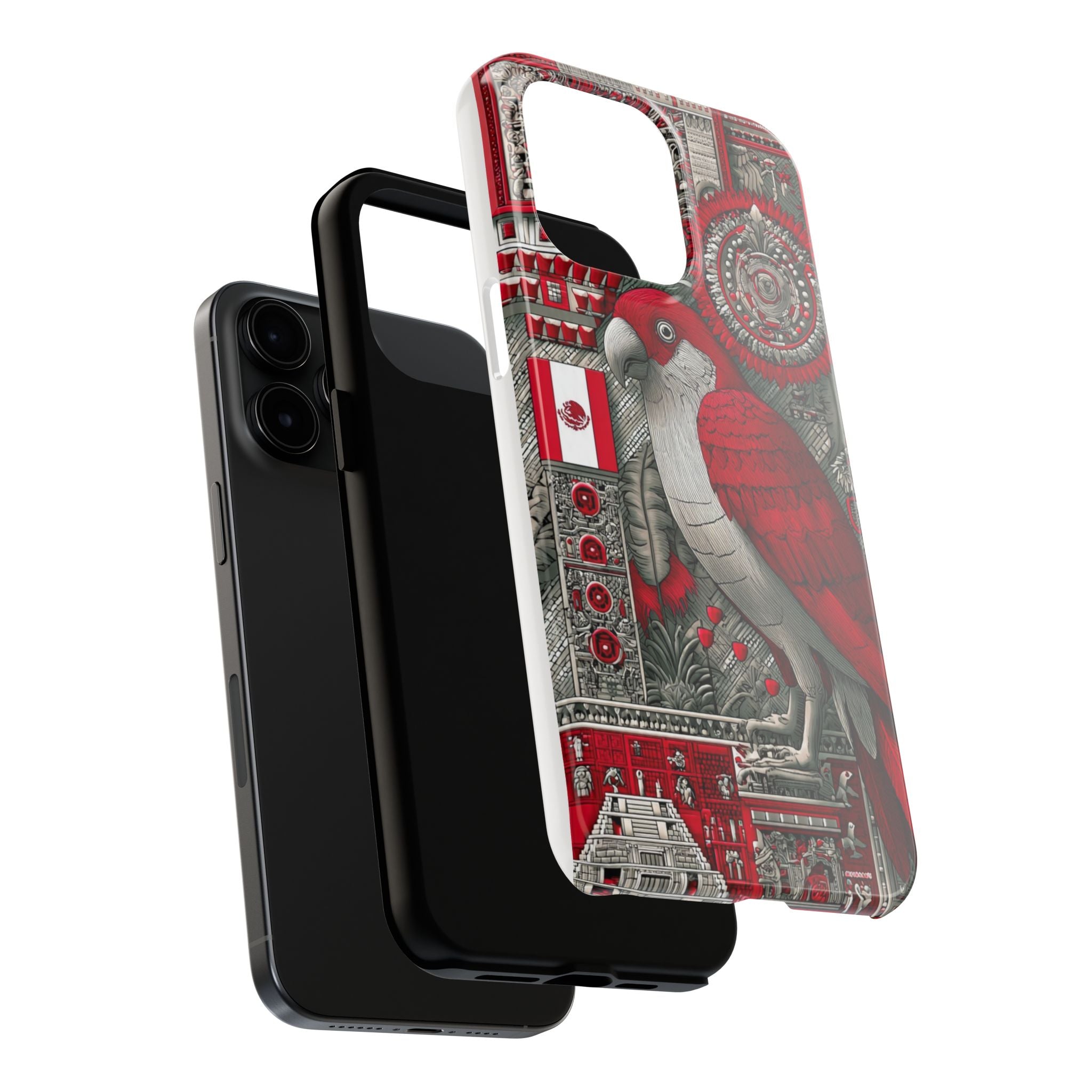 Tough Phone Case — Red Parrot Graphic Impact-Resistant Phone Cover